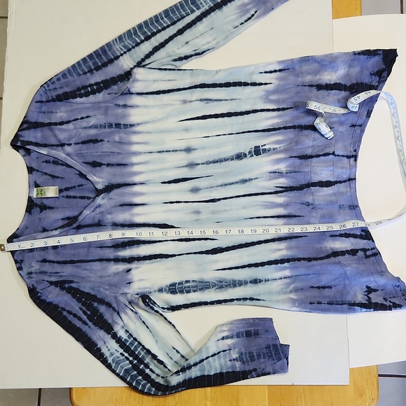 Green Tea, tie dyed long sleeve boho top/ tye dyed t-shirt. - Picture 1 of 9